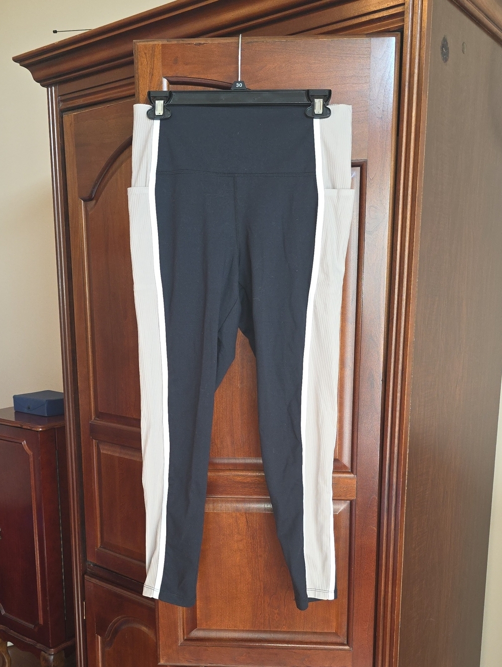 Danskin Leggings with Cream Ribbed Side Panels